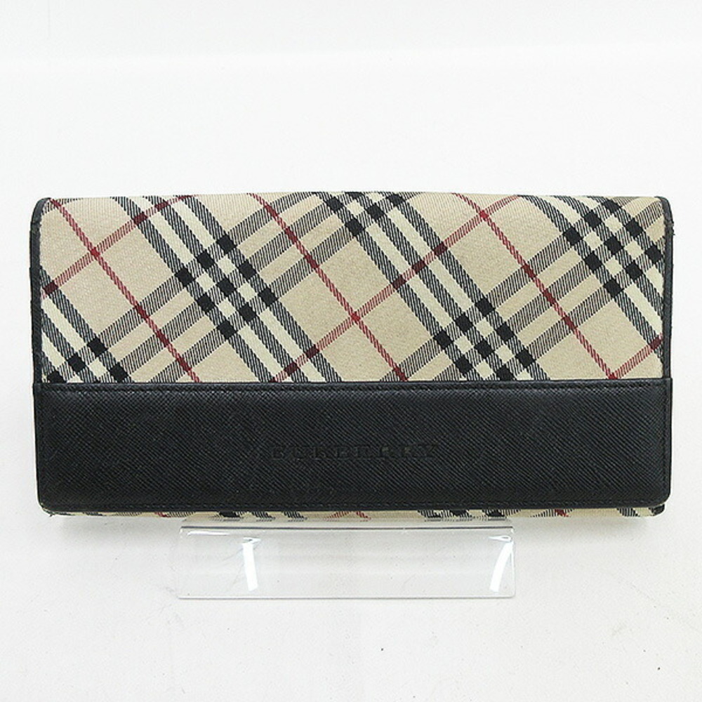BURBERRY Check Long Wallet Beige Black